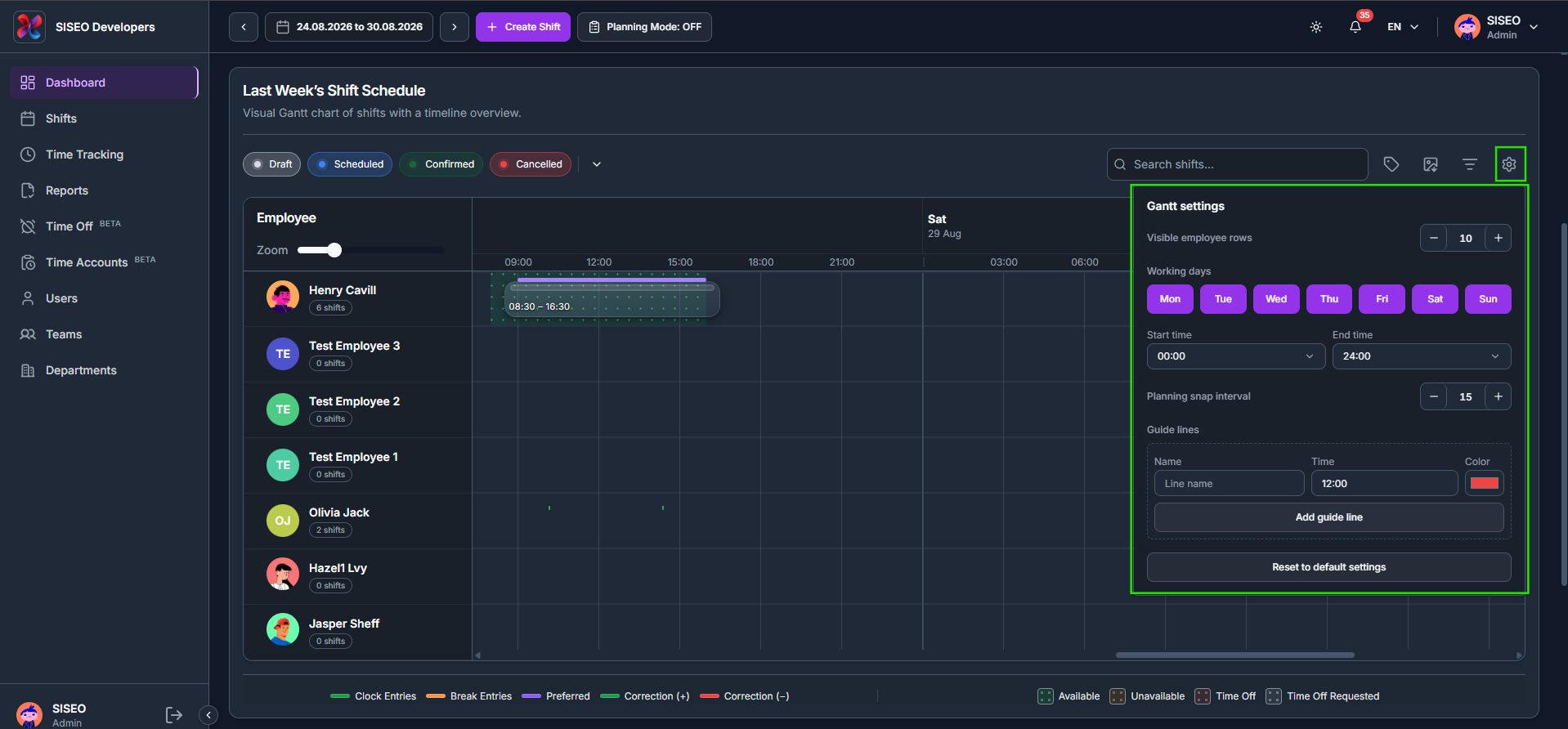 How to configure Gantt settings