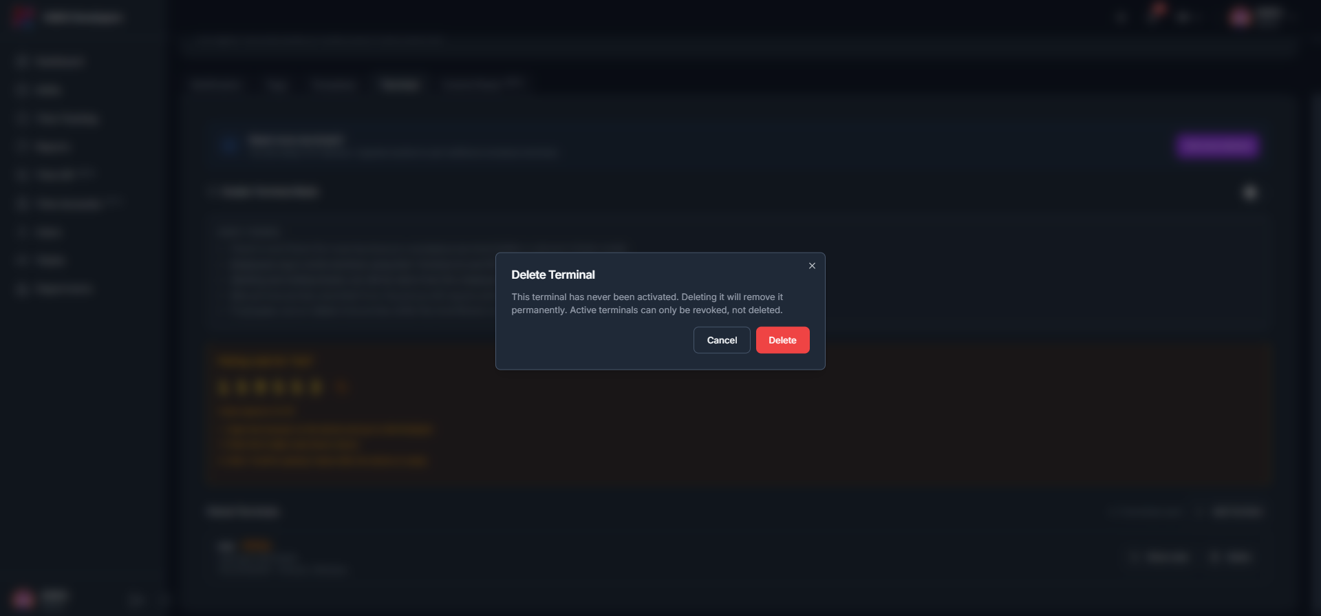 How to delete a terminal or add more devices
