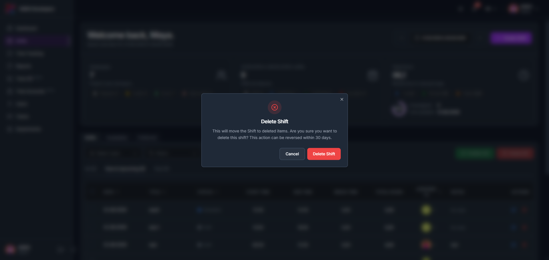 How to delete, restore, and permanently remove a shift