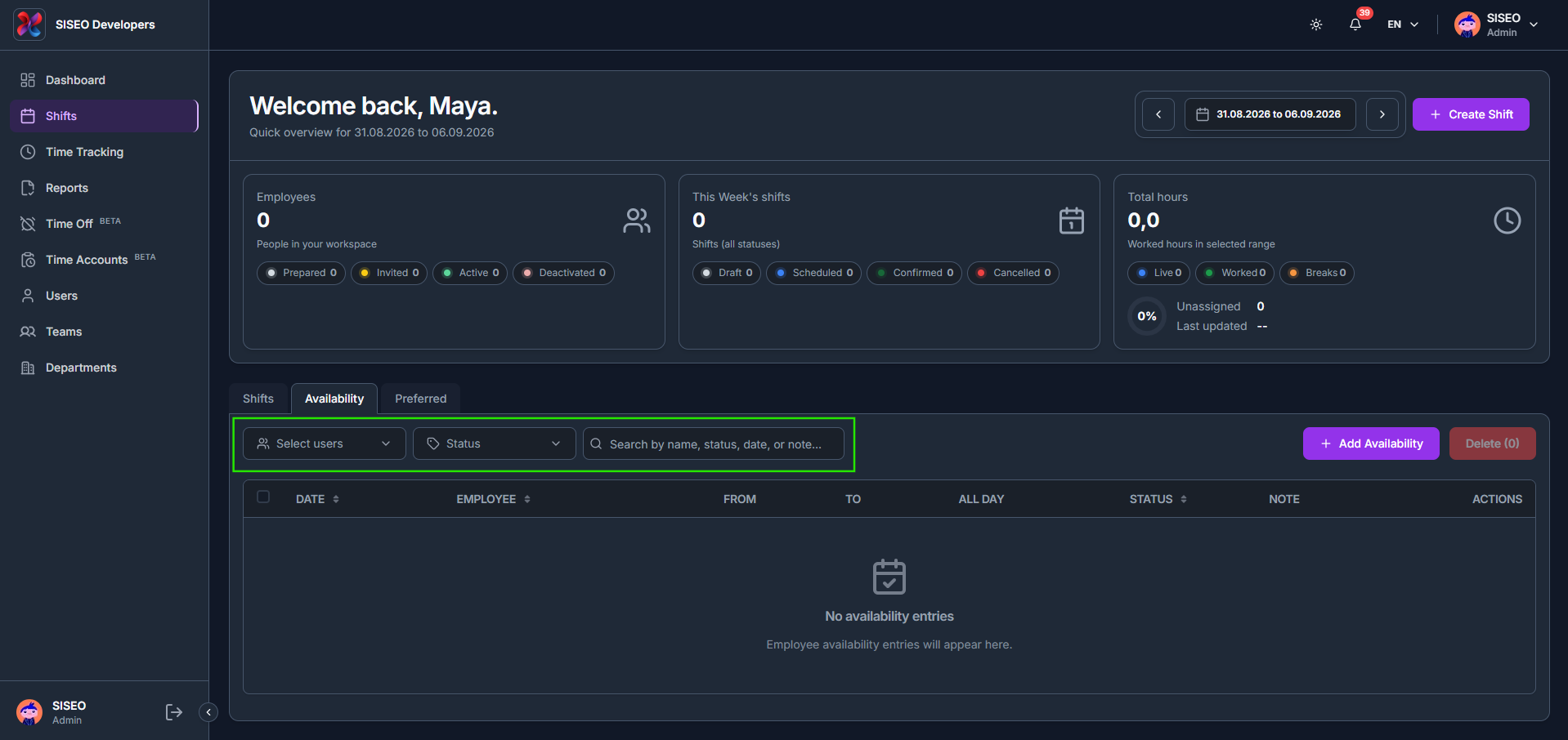 How to filter availability