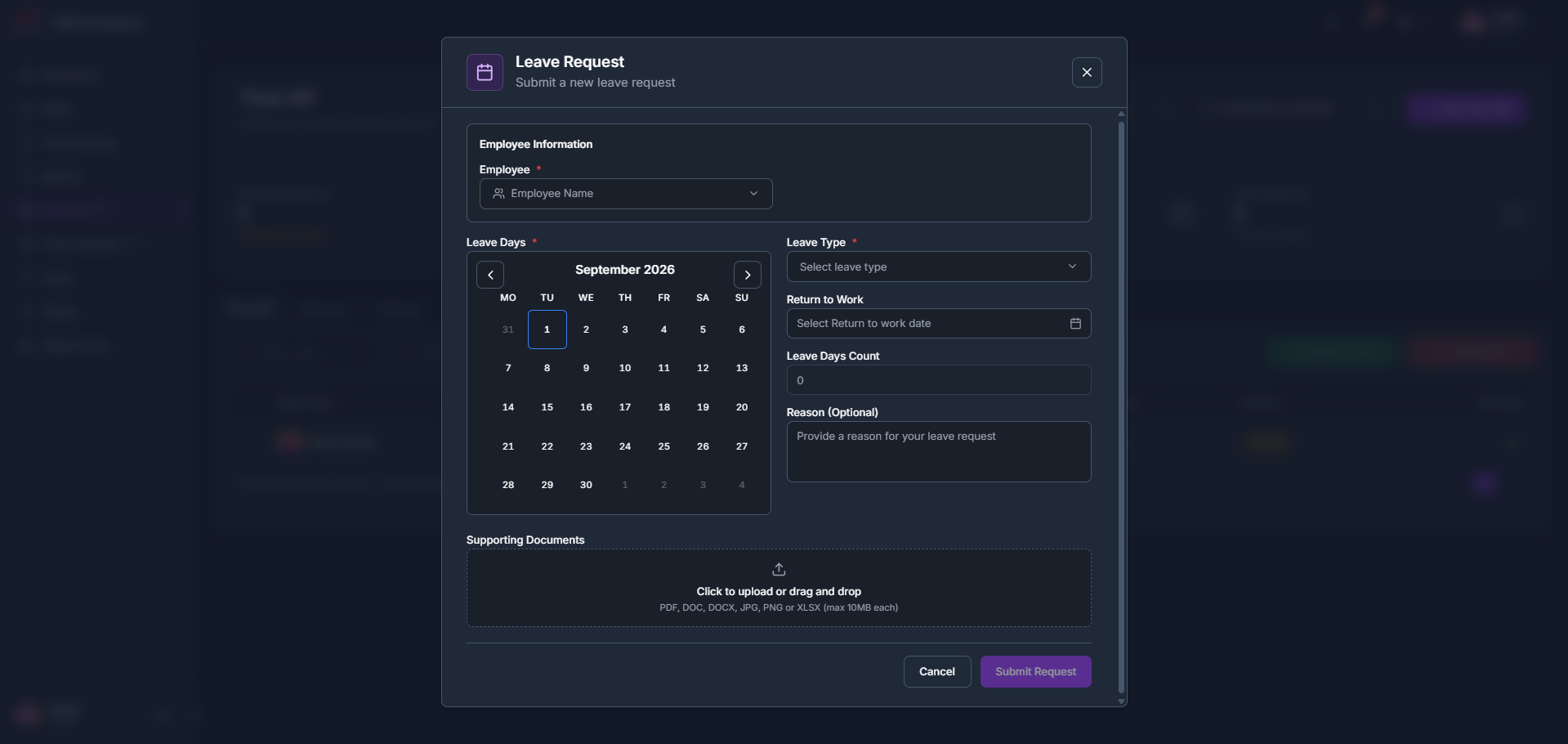 How to add a time-off request