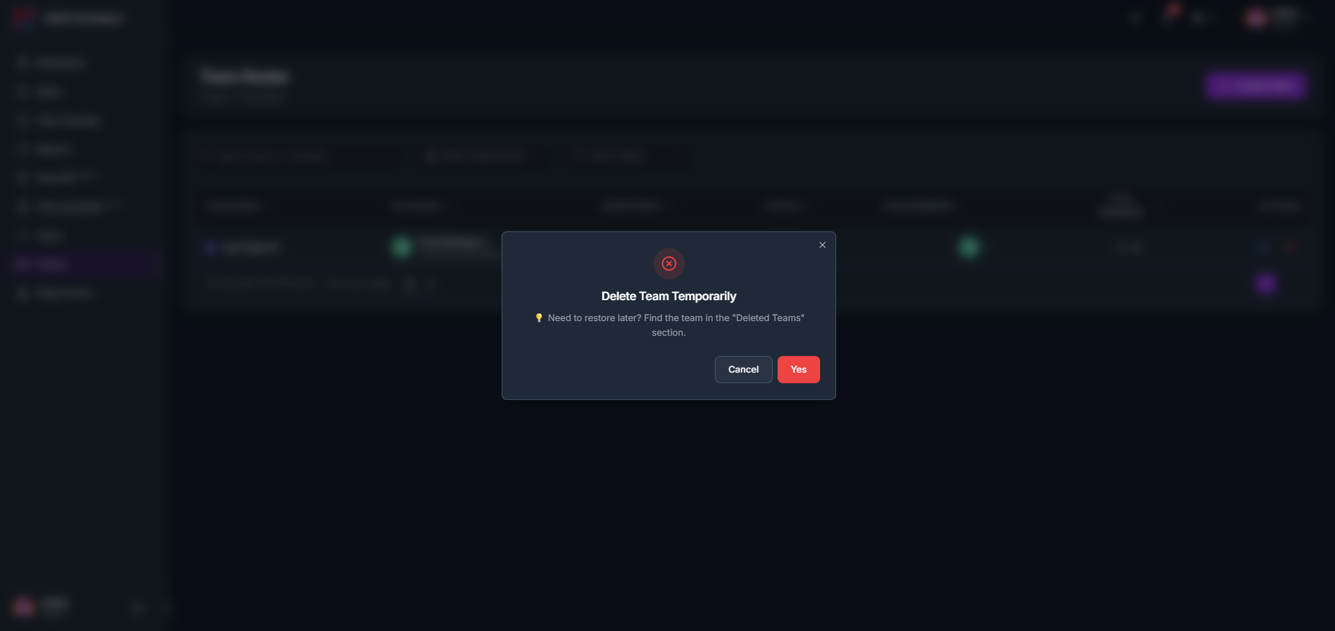 How to delete or restore a team