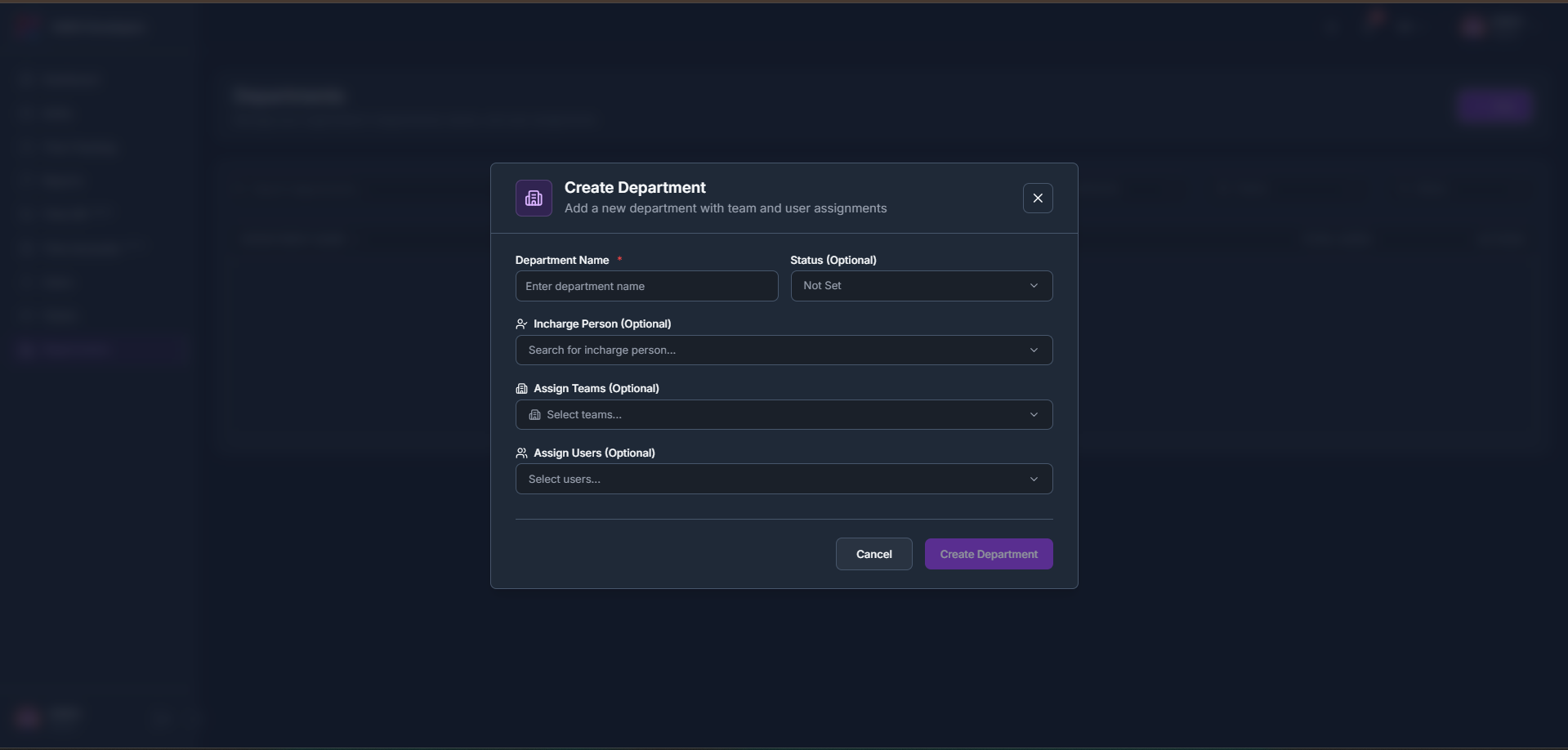 How to create a department