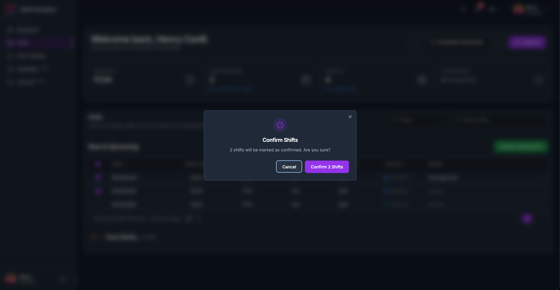 The confirmation dialog.