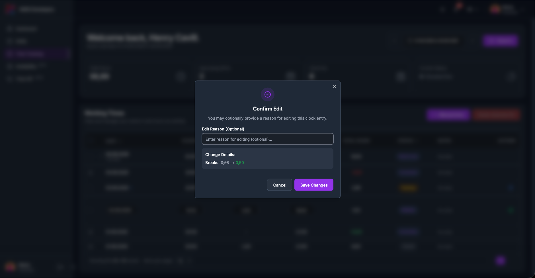 The Confirm Edit dialog